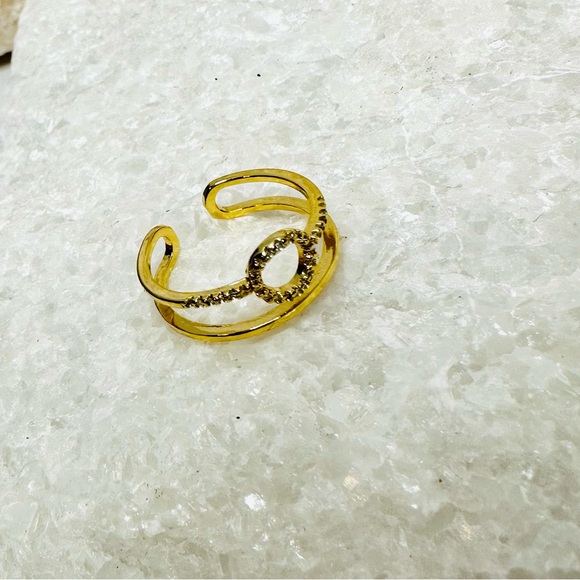 EUC Jules Smith 14k Yellow Gold Micro Pave CZ Halo Cuff Ring - Picture 11 of 12